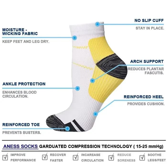 1/2/3 paires Brothock chaussettes de Compression pour Fascia plantaire déodorant absorbant la sueur respirant sport