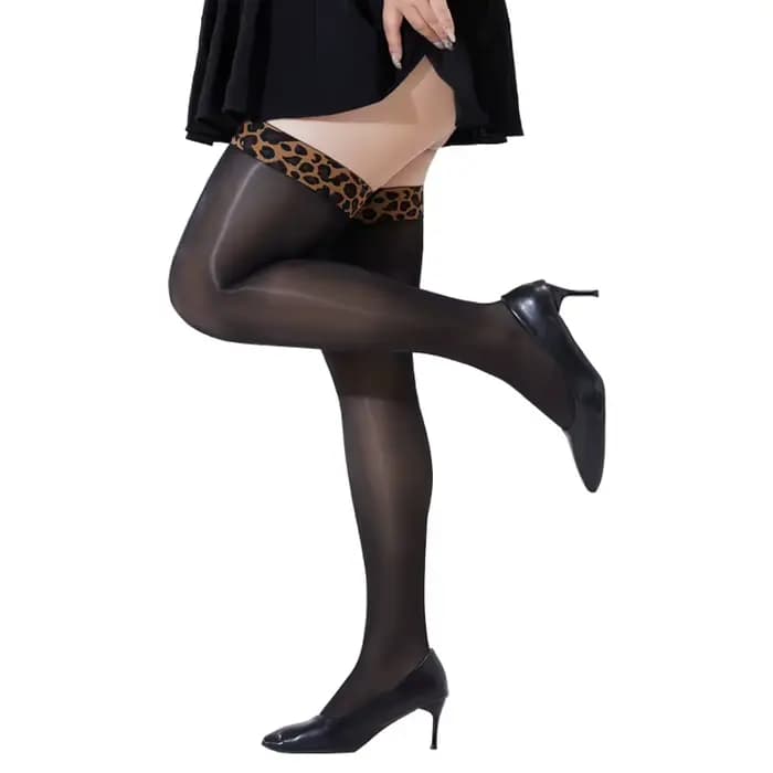 Collants brillants effet léopard 8D à l'huile de cheval