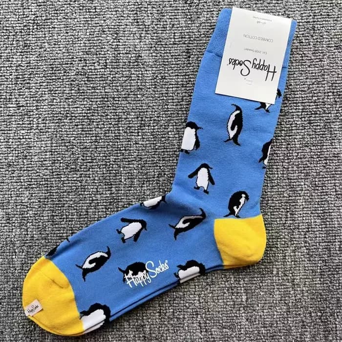 Happy Socks Chaussettes pour hommes quatre saisons Chaussettes de sport classiques en pur coton Chaussettes mi-tube Taille 7-11UK(41-46 EU)