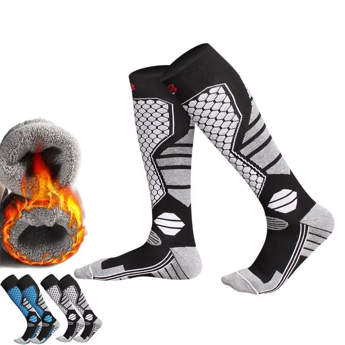 Chaussettes de snowboard unisexes pour hommes et femmes, chaussettes hautes jusqu'au genou, chaussettes thermiques d'hiver, chaussettes de sport de plein air, chaussettes de randonnée, chaussettes de