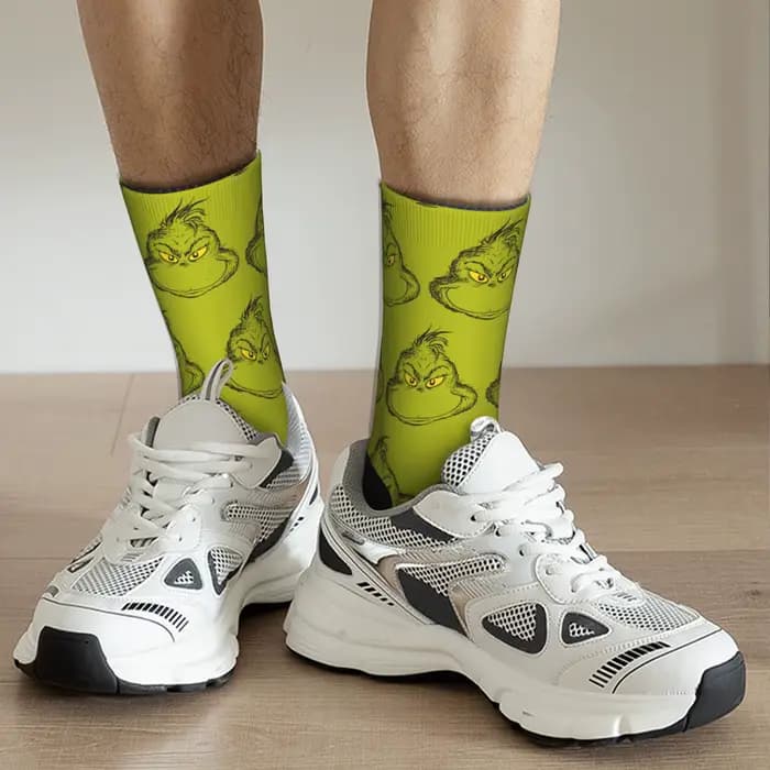Nouvelles chaussettes pour hommes Hip Hop noël-s-vert-s-graissé chaussette Polyester Sport femmes