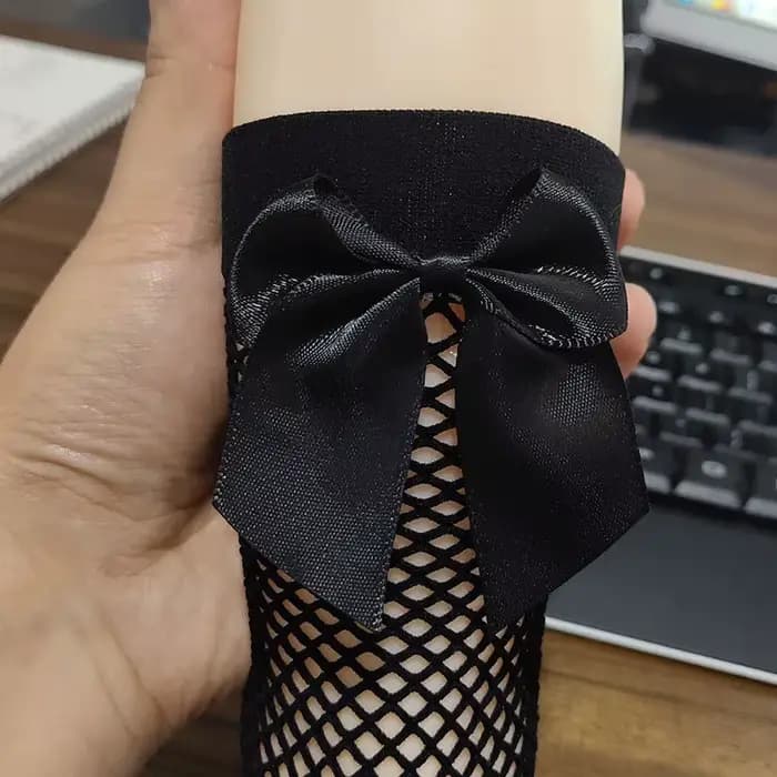 Chaussettes en résille pour enfants, Tube en coton, avec nœud papillon, pour filles