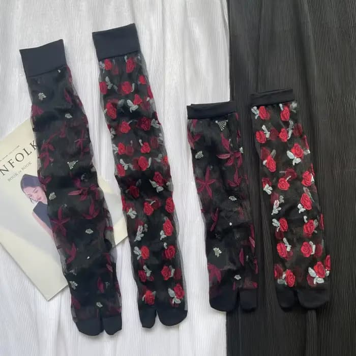 Chaussettes d'été transparentes Ultra-fines à bout fendu pour femme