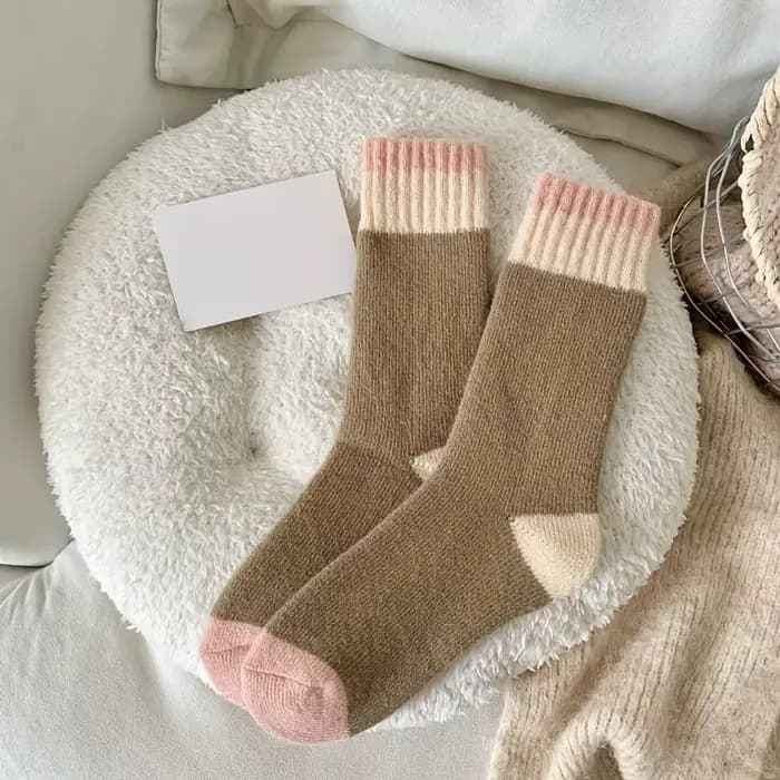 6 pièces (3 paires de couleurs mélangées) chaussettes épaisses