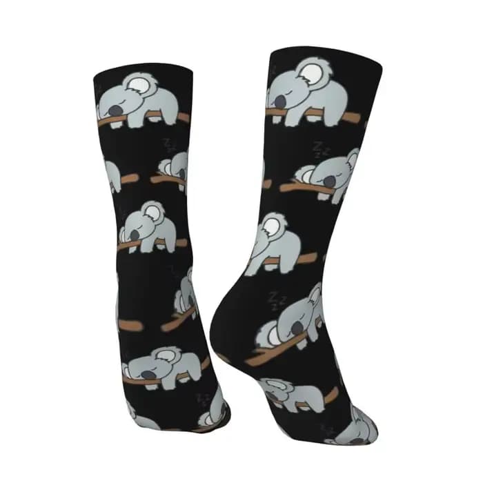 Chaussettes fantaisie personnalisées mignonnes et confortables à motif Koala endormi pour hommes et femmes