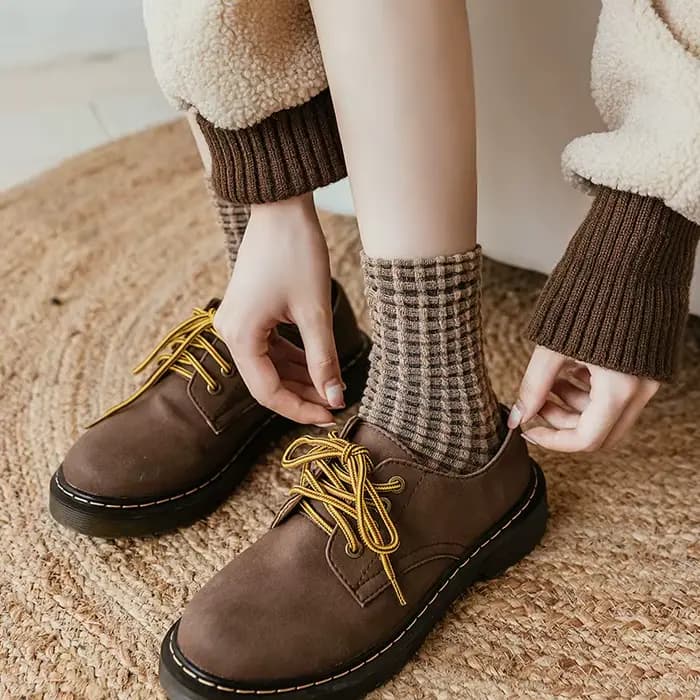 1/5 paires de chaussettes à carreaux pour femmes