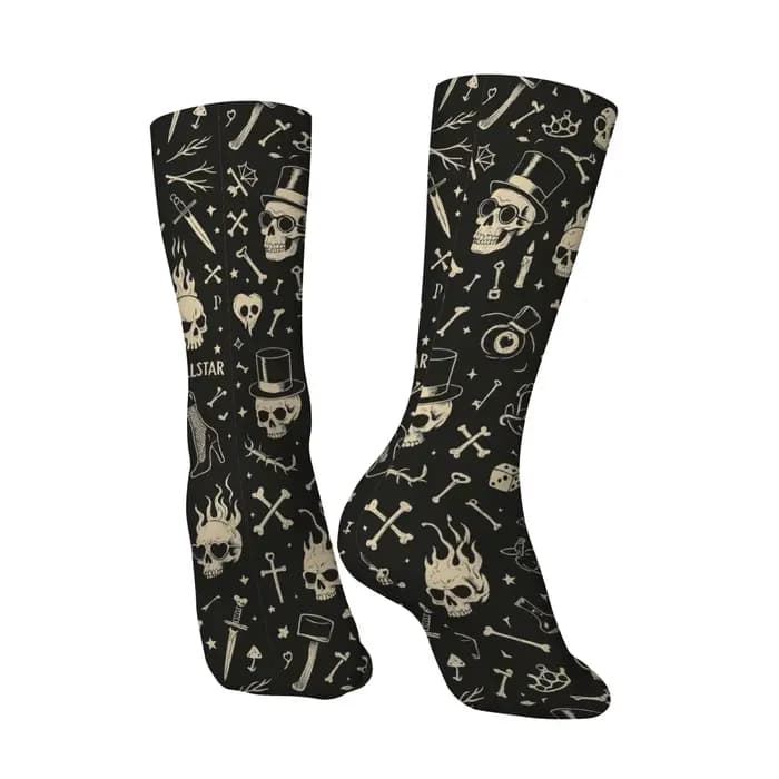 Chaussettes pour hommes avec imprimé de symboles de sorcellerie gothique rétro