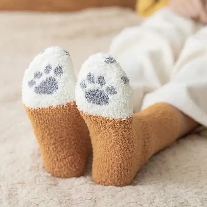 1 paire de chaussettes en coton doux pour femmes – Design de dessin animé d'animaux amusants