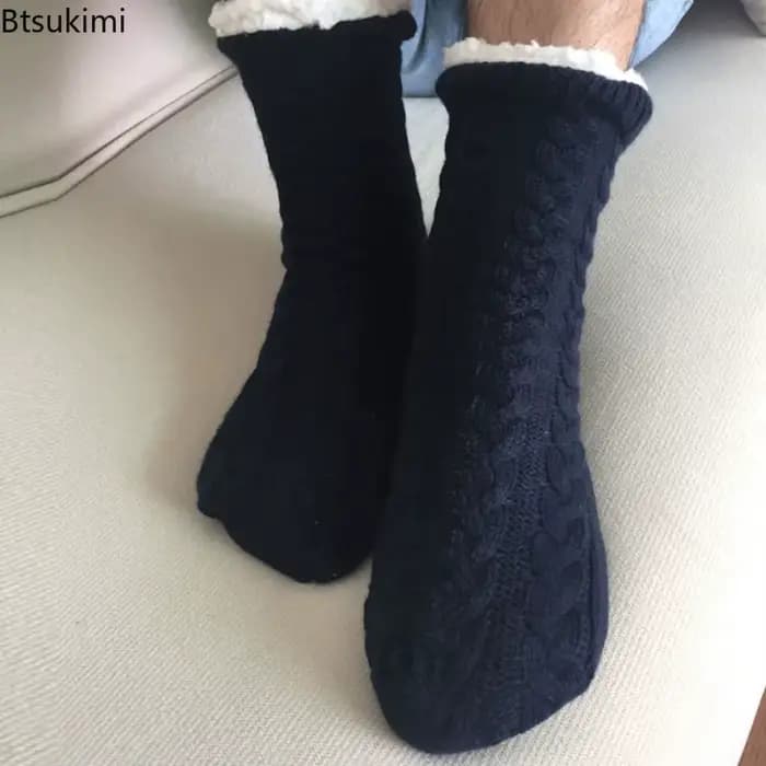 Chaussette thermique homme hiver chaud maison doux coton épaissi Plus velours dormir anti-dérapant aucune poignée