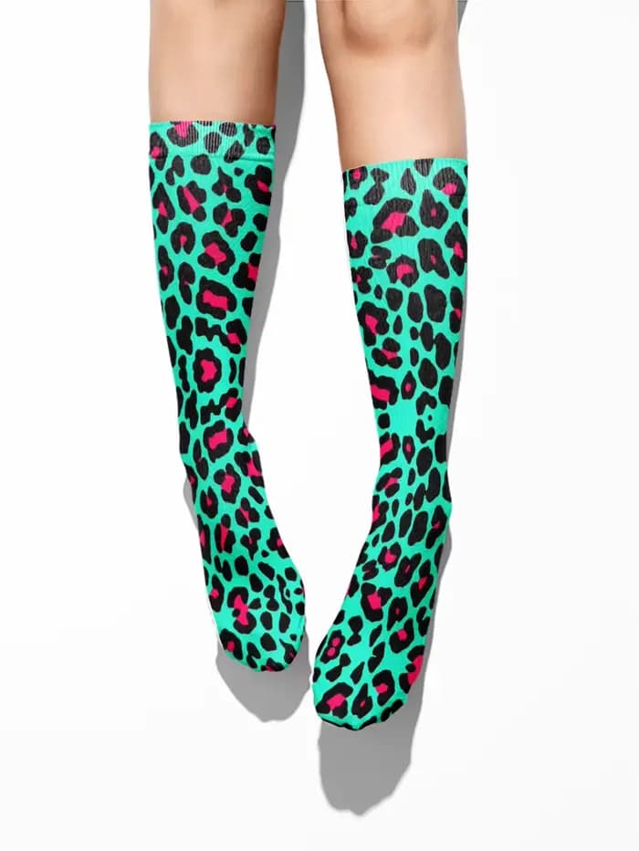 Chaussettes mi-longues à imprimé léopard pour femmes