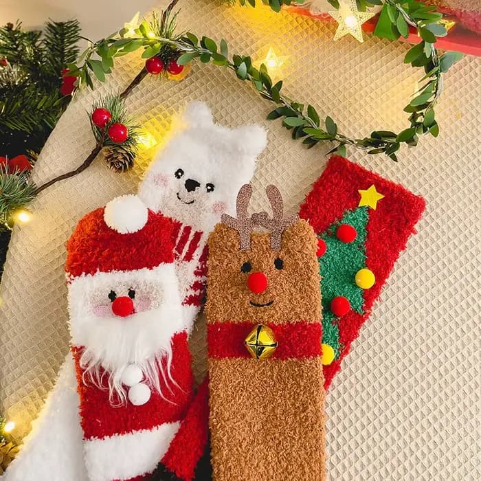 Art Jacquard thème de noël épais velours équipage chaussettes livraison directe femmes hiver chaud père
