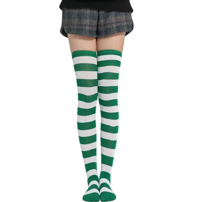 Kawaii japonais Anime sur le genou Cosplay bas Meias Lolita collants cuisse haute rayé bas bleu et blanc en vente