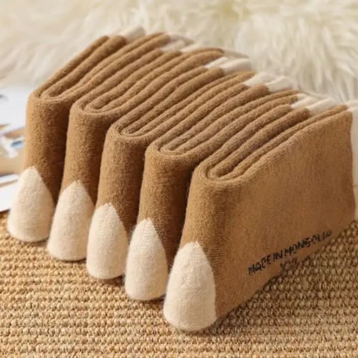 5 paires de chaussettes chaudes en poils de chameau pour hommes et femmes