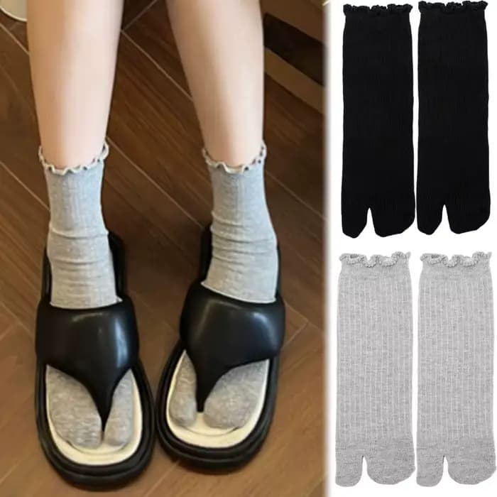 Chaussettes japonaises à volants en coton à bout fendu