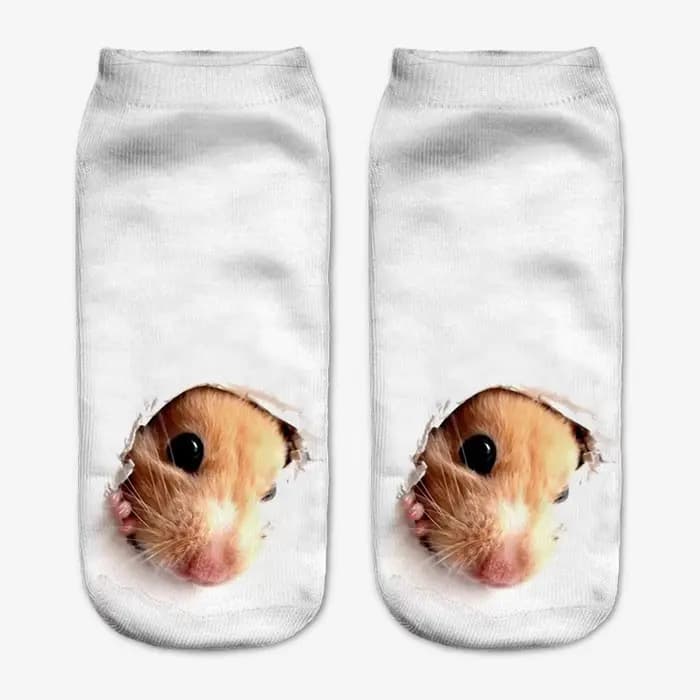 Chaussettes fantaisie imprimées 3D animaux mignons pour femmes