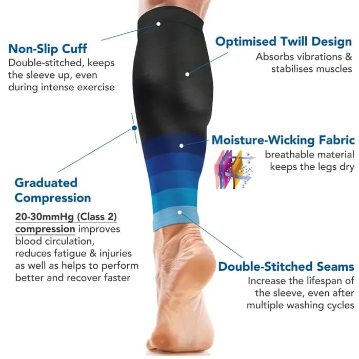 1 paire de manchons de mollet de Compression de Sport pour hommes et femmes (20-30 mmhg) – chaussettes