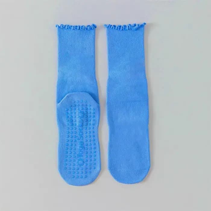Chaussettes de yoga, chaussettes mi-mollet sans coutures, chaussettes de sport antidérapantes fines, chaussettes de fitness et de Pilates en coton peigné pour femmes