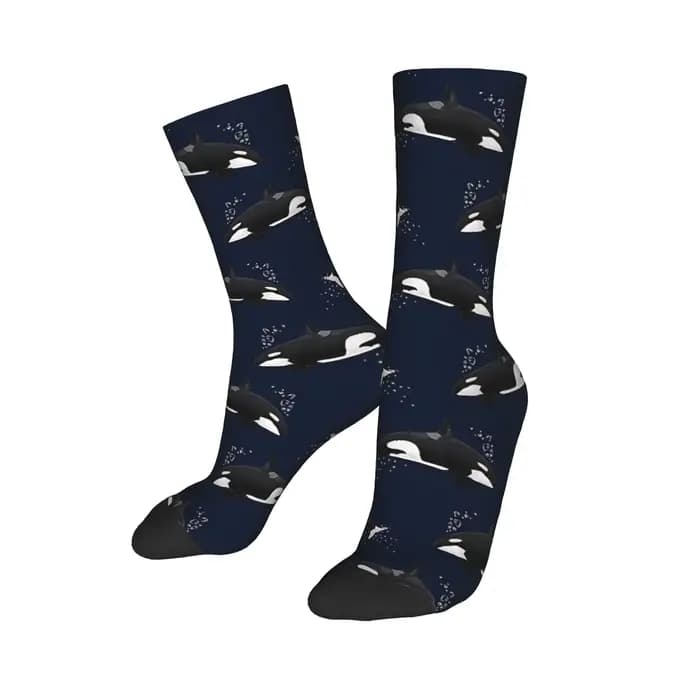 Orca - Sea Life Pattrn chaussettes bas drôles femmes hommes