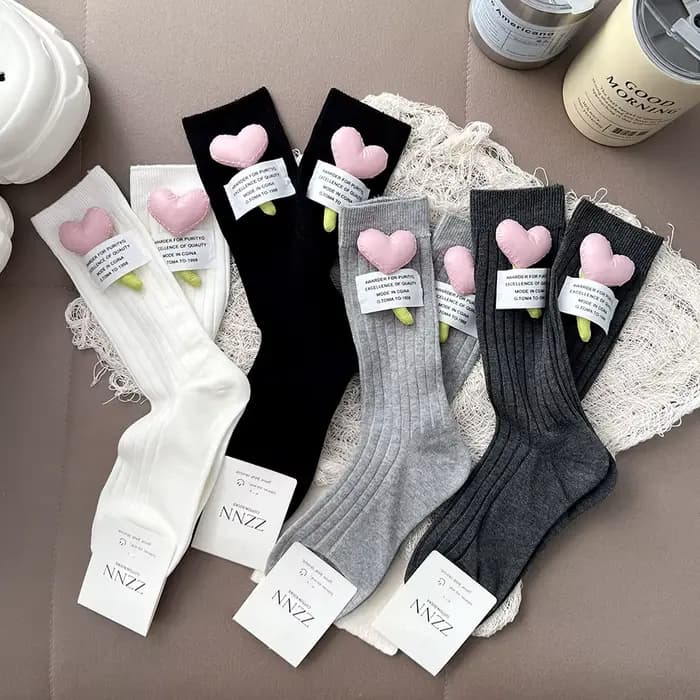 Chaussettes coréennes 3D Love Kawaii pour femmes, en coton de haute qualité, mignonnes, douces, Style académique JK, chaussettes polyvalentes et confortables pour filles