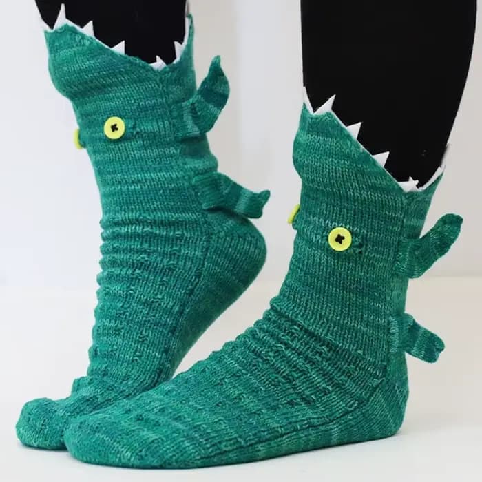 Crocodile doux au crochet animaux chaussettes élastiques respirant tricoté