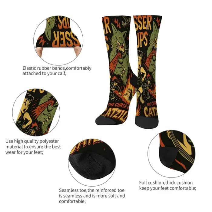 Harajuku rétro dessin animé Rock imprimé chaussettes pour hommes confortable respirant