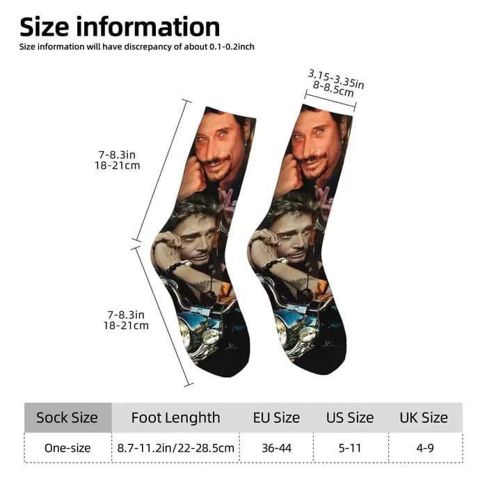 Johnny Hallyday bas France Rock chanteur conception mode chaussettes automne anti-dérapant