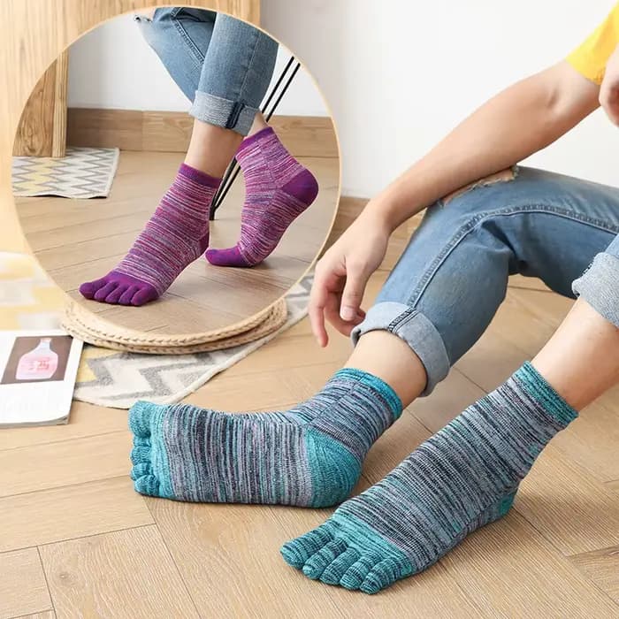 Chaussettes courtes à cinq doigts colorées pour homme