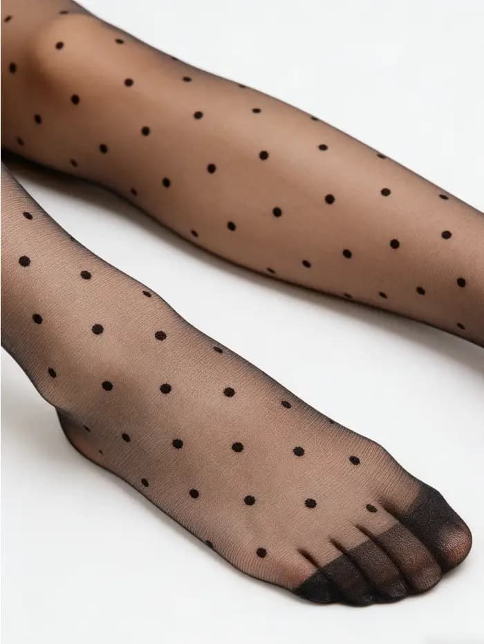 1 paire de collants transparents à pois noirs pour femmes, chaussettes amusantes et extensibles, bas pour femmes