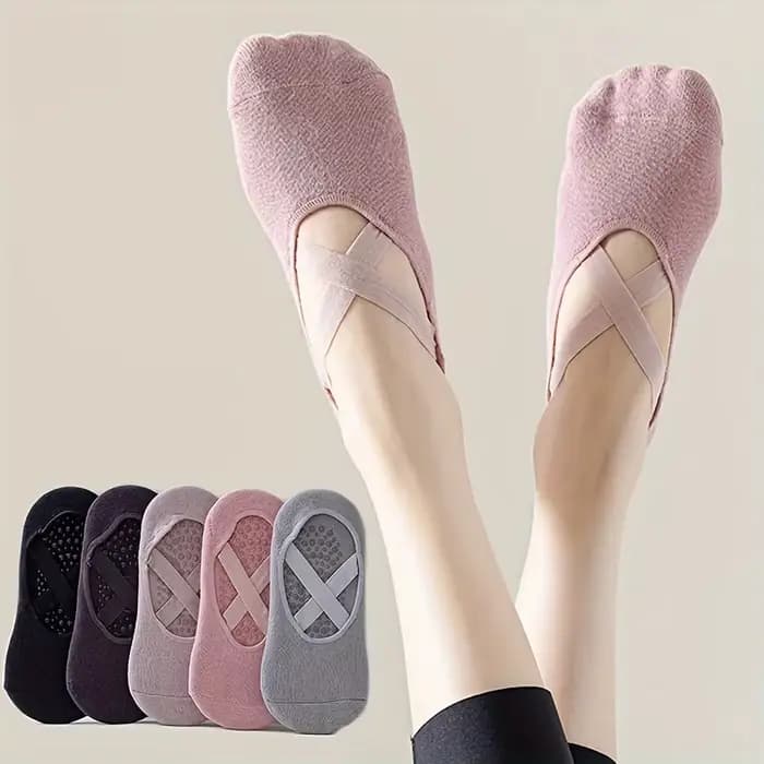 Chaussettes de yoga antidérapantes 1/2/3/4/5 pour femmes