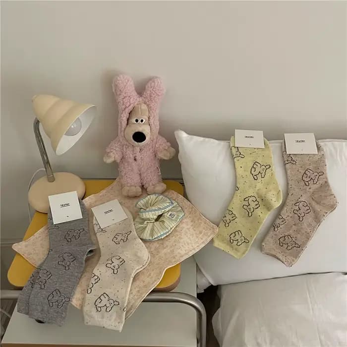 Women's Socks Spring Summer Cloud Dog Cute Middle Tube Socks Versatile Trendy Socks Comfortable Soft Sweat Absorbing Dopamine