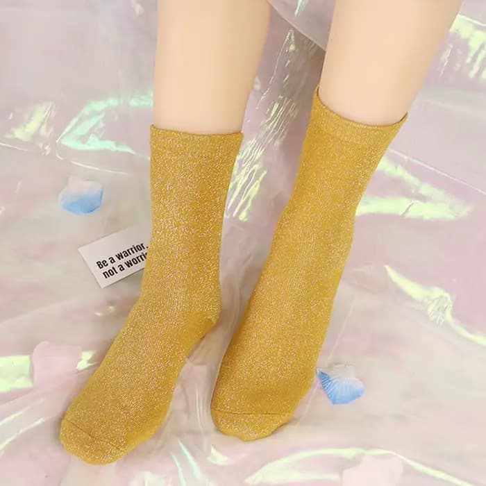 Chaussettes colorées à paillettes en filigrane pour femmes