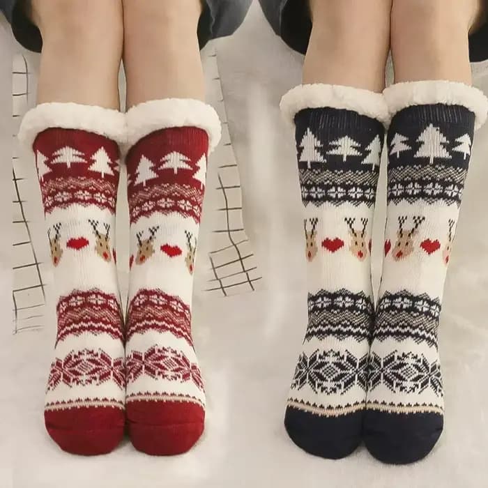 Chaussettes de sol de noël fauve flocon de neige maison chaussette de sommeil attaché tapis