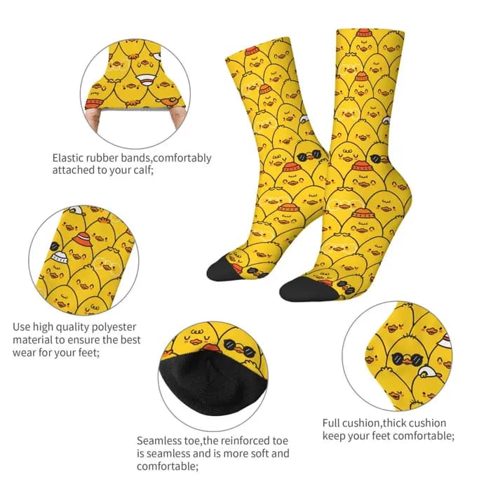 Dessin animé heureux mignon poussin chaussettes nouveauté drôle hommes