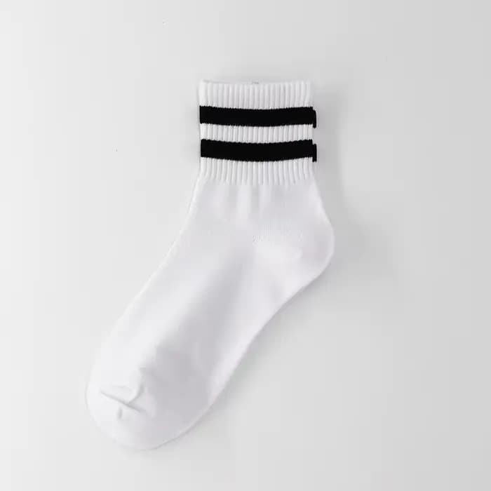 Hommes chaussettes Vintage deux rayures sport Hip Hop athlétique blanc noir coton cheville