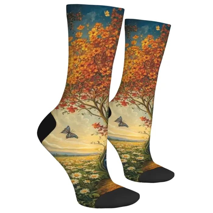 Jour et nuit art peinture chaussettes rue Hip-Hop Style nouveauté drôle hommes
