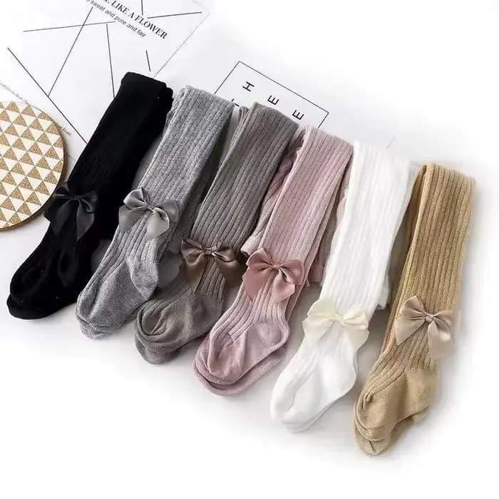 Collants à nœud papillon mignon pour filles tricoté coton hiver filles collants taille haute enfants collants bébé fille enfant en bas âge collants