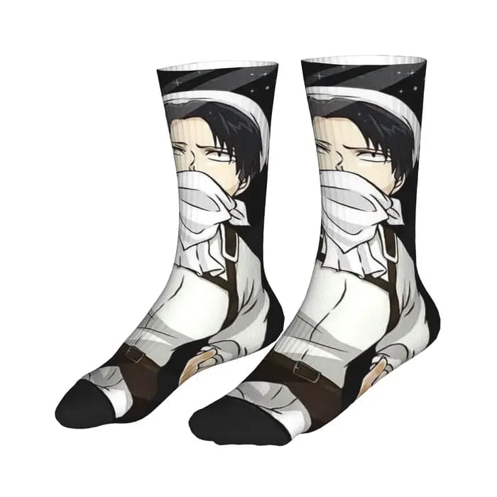 Levi Ackerman Attack on Titan Chaussettes de sport super douces, chaussettes longues toutes saisons pour unisexe, cadeau d'anniversaire