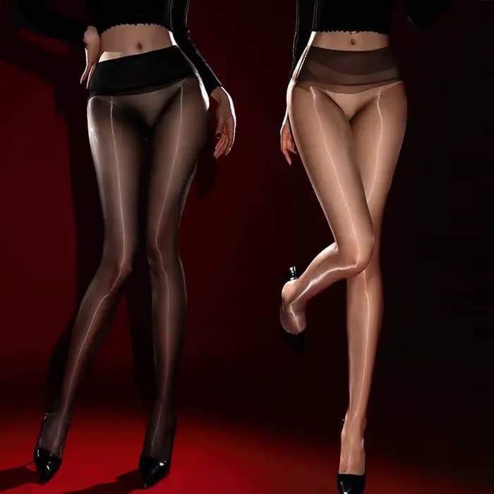 Femmes sans couture mince Transparent Aurora huile brillant bas Sexy maille pure chaussettes bas
