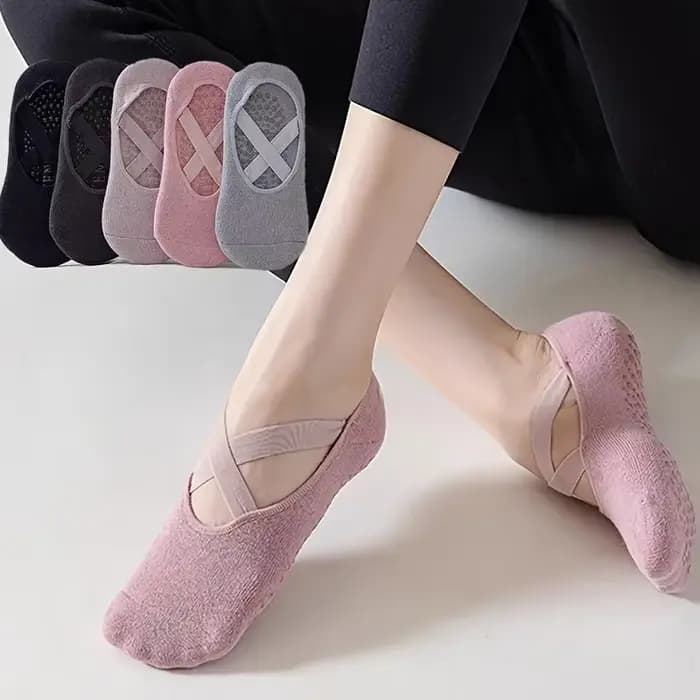 1 à 5 paires de chaussettes de yoga antidérapantes pour femmes