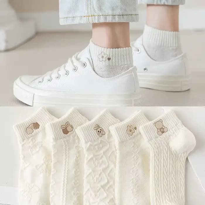 Chaussettes d'Été Blanches en Coton pour Femme et Fille