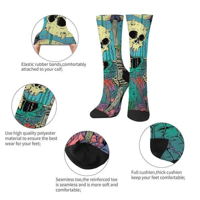 Chaussettes jarretelles décontractées de style rétro psychédélique Harajuku