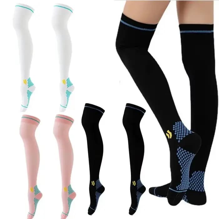 Chaussettes de sport de compression allongées pour hommes et femmes, pour course à pied, fitness, randonnée, cyclisme, varices
