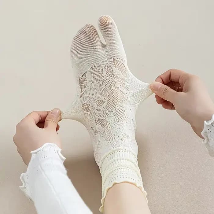 Chaussettes japonaises à bout Tabi en dentelle pour femmes