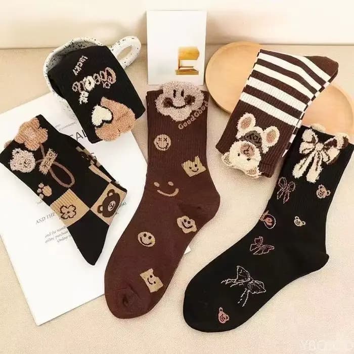 5 paires de chaussettes mi-tube de couleur marron pour femmes, respirantes, absorbant la sueur, anti-odeur, simples et confortables, nouvelle collection automne hiver