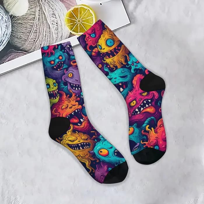 Happy Monster Cartoon Chaussettes Harajuku Hip-Hop Style Nouveauté