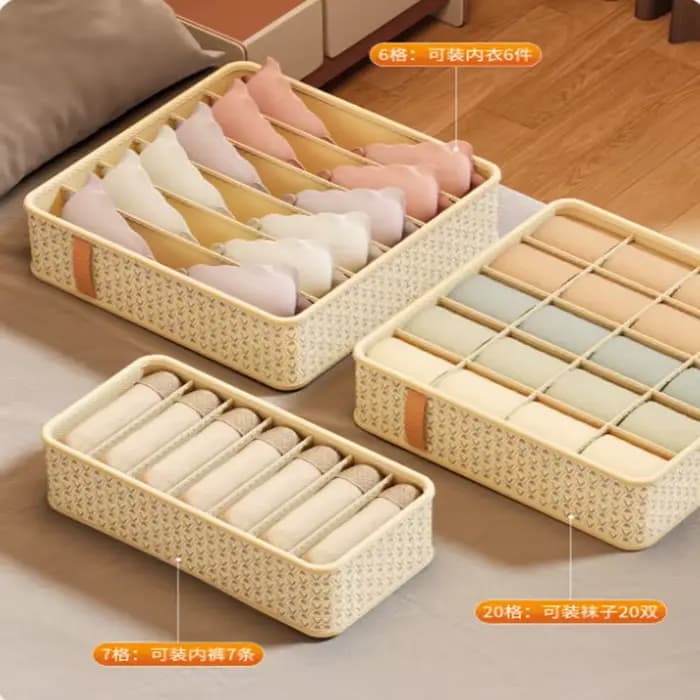 Boîte de rangement pliable et empilable pour sous-vêtements et chaussettes, avec compartiments 3D, 6/7/20 compartiments, un article, un compartiment, rangement classifié