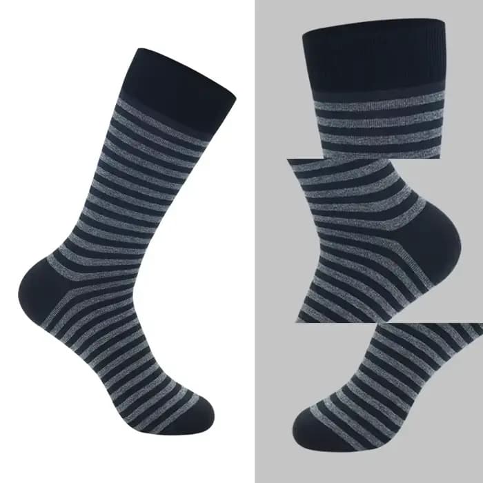 5 paires grande taille mode hommes d'affaires chaussettes de haute qualité rayure noir gris pur