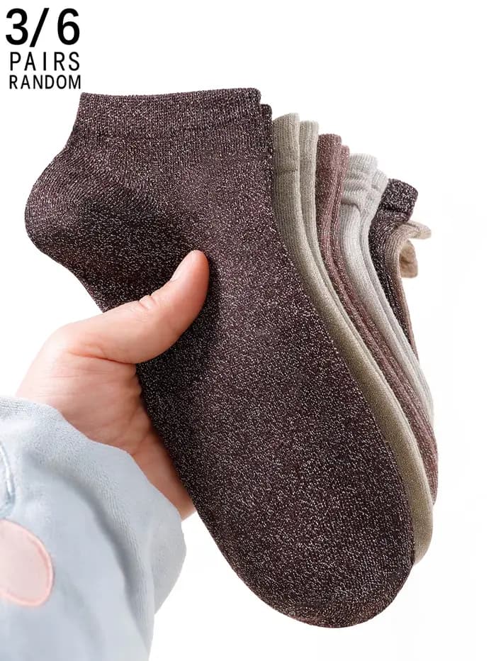 3/6 paires de chaussettes à paillettes multicolores aléatoires