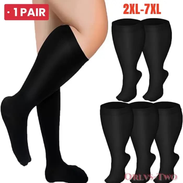 2XL-7XL grande taille chaussettes de Compression couleur unie femmes hommes sport course Yoga