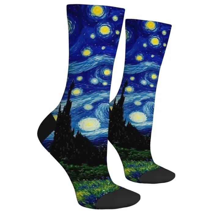 Van Gogh style nuit étoilée chaussettes pour hommes